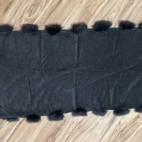 Lord & Taylor Charcoal Wrap with Dark Fur Trim - Picture 2 of 6